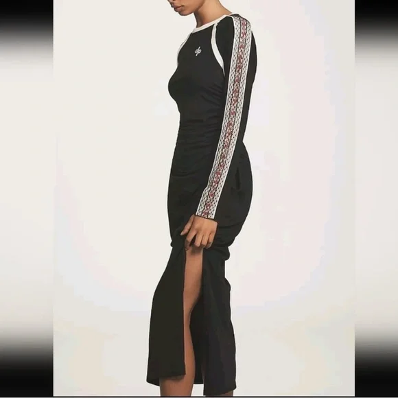 Anthropologie Daily Practice Dress Long Sleeve Ruching Black SIZE MEDIUM NEW - Picture 3 of 7